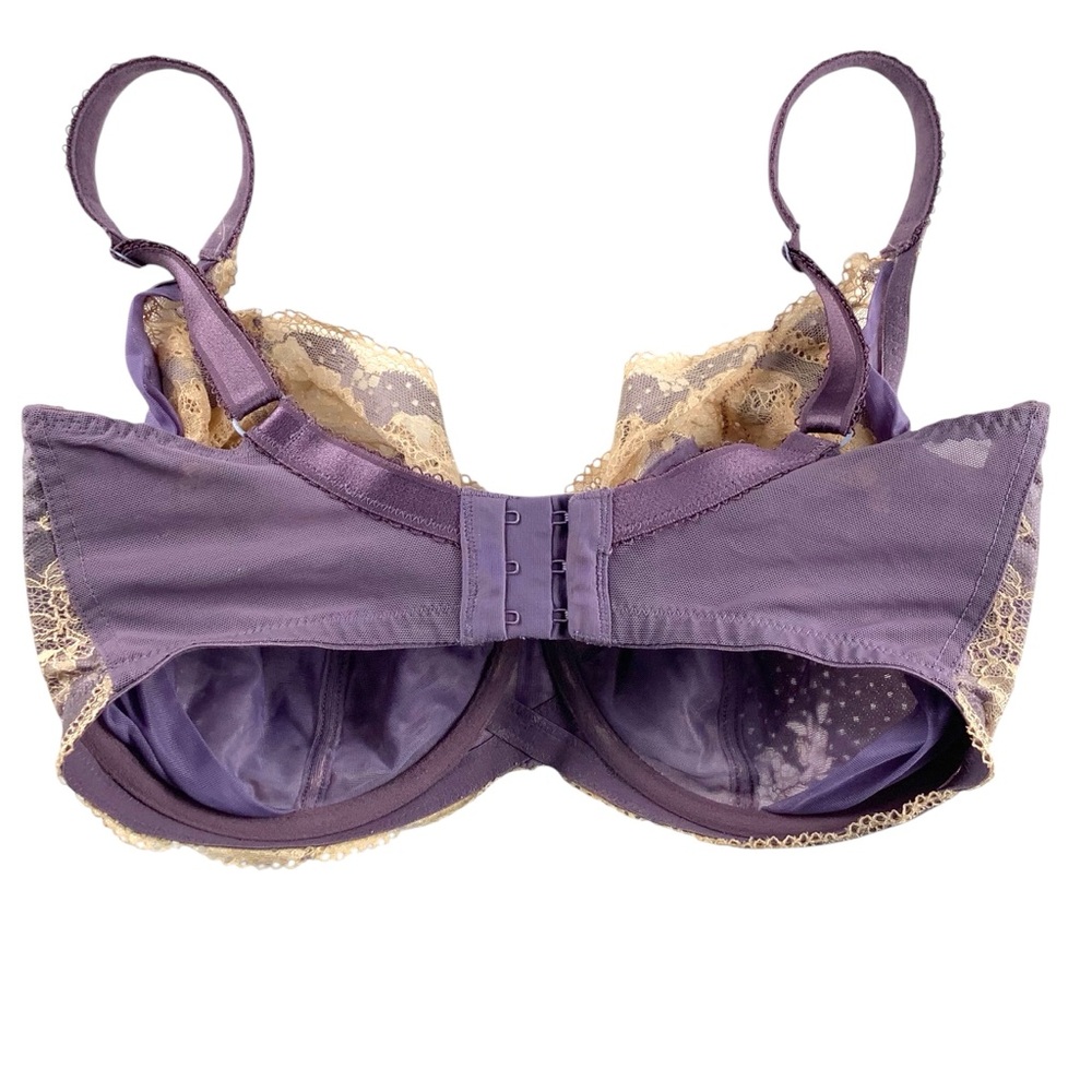 PANACHE Lace Underwire Bra Purple Cream 32L - Picture 3 of 7